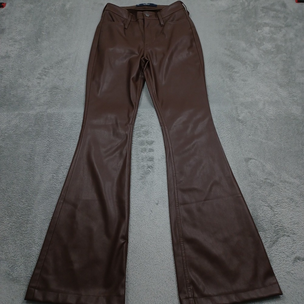 Hollister Pants Womens 0 Brown High Rise Flared Faux Leather Preppy